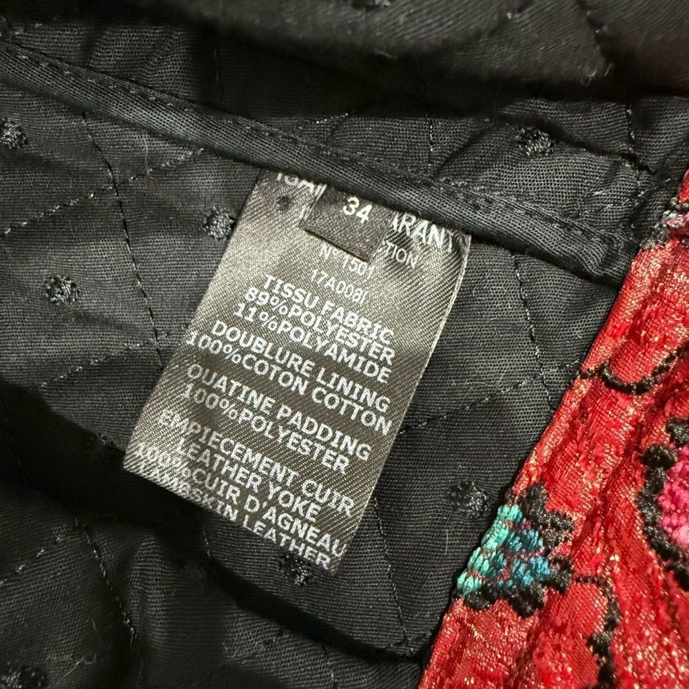 Isabel Marant Embroidered Leather Trim Moto Jacket Size S - Picture 7 of 8